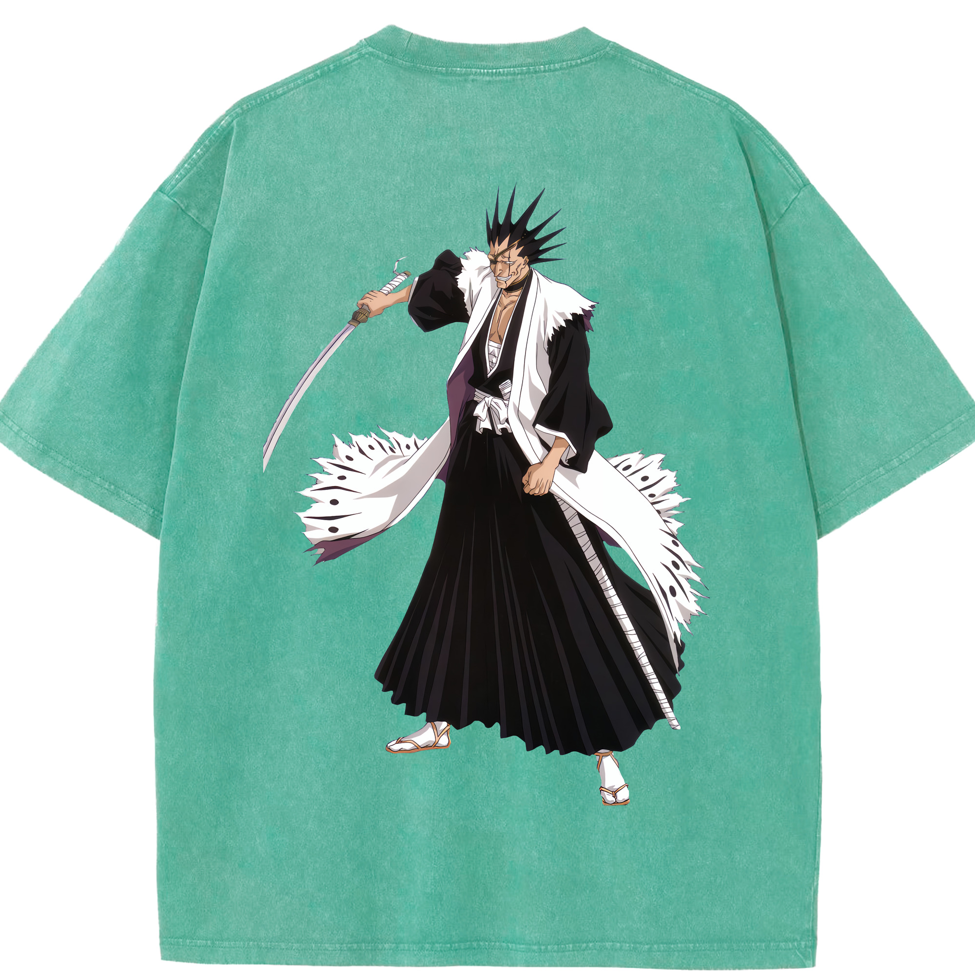 （画像用） ブリーチ ざらき けんぱち BLEACH Zaraki Kenpachi 綿100% ヴィンテージ風 半袖Tシャツ（背面プリント）
